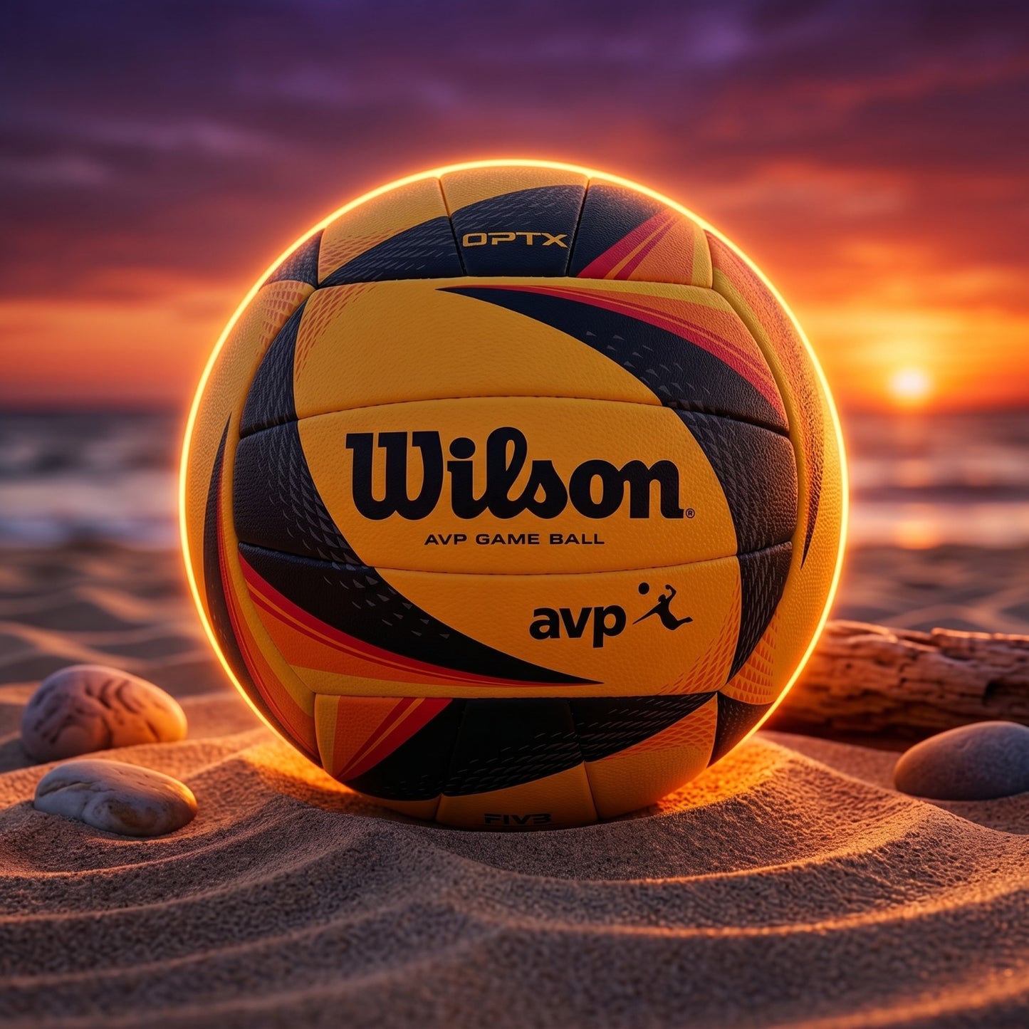 Wilson OPTX AVP Official GB Beach Volleyball – Black/Yellow
