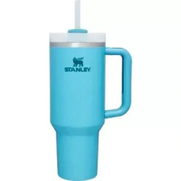 40oz Insulated FlowState Travel Tumbler with Handle & Straw – Pool Blue