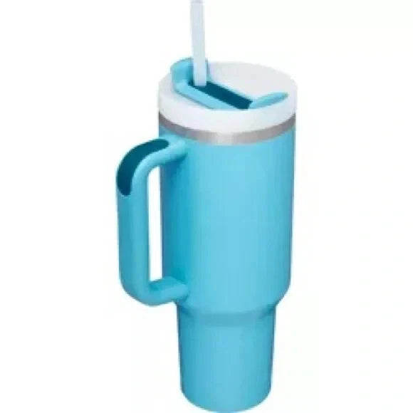 40oz Insulated FlowState Travel Tumbler with Handle & Straw – Pool Blue
